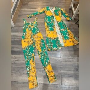 Vibrant Green and Yellow Jumpsuit Set